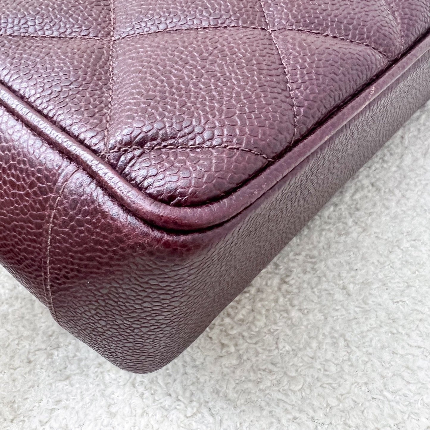 GLM- Shoulder Tote Bag in Dark Burgundy Red Caviar GHW