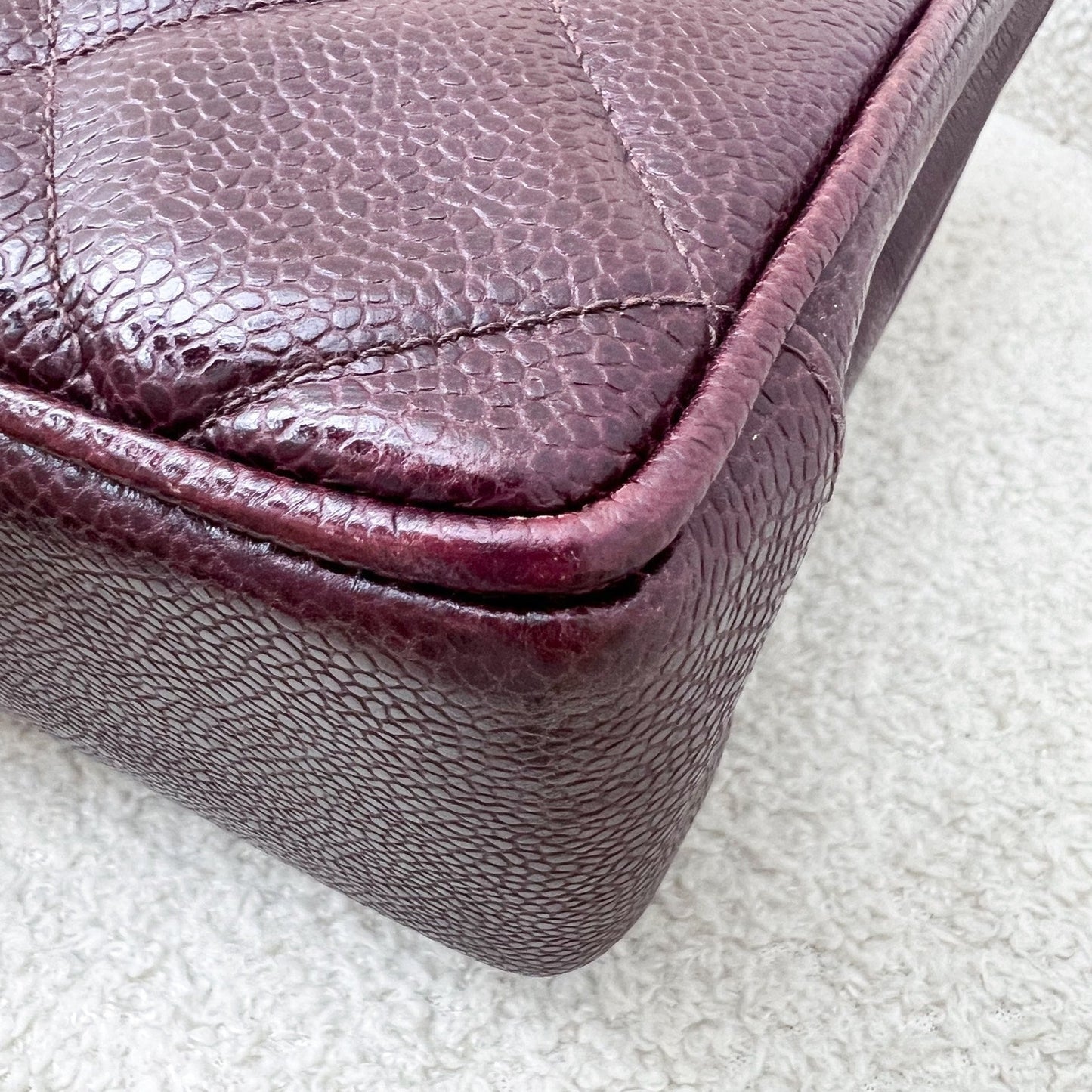GLM- Shoulder Tote Bag in Dark Burgundy Red Caviar GHW
