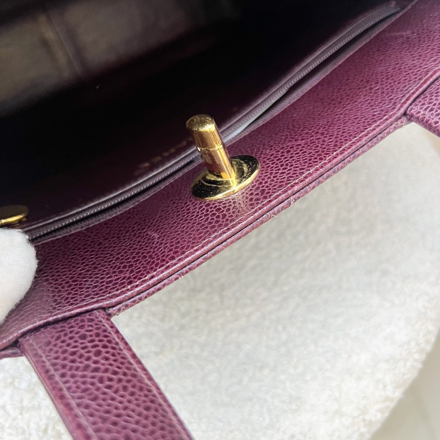 GLM- Shoulder Tote Bag in Dark Burgundy Red Caviar GHW