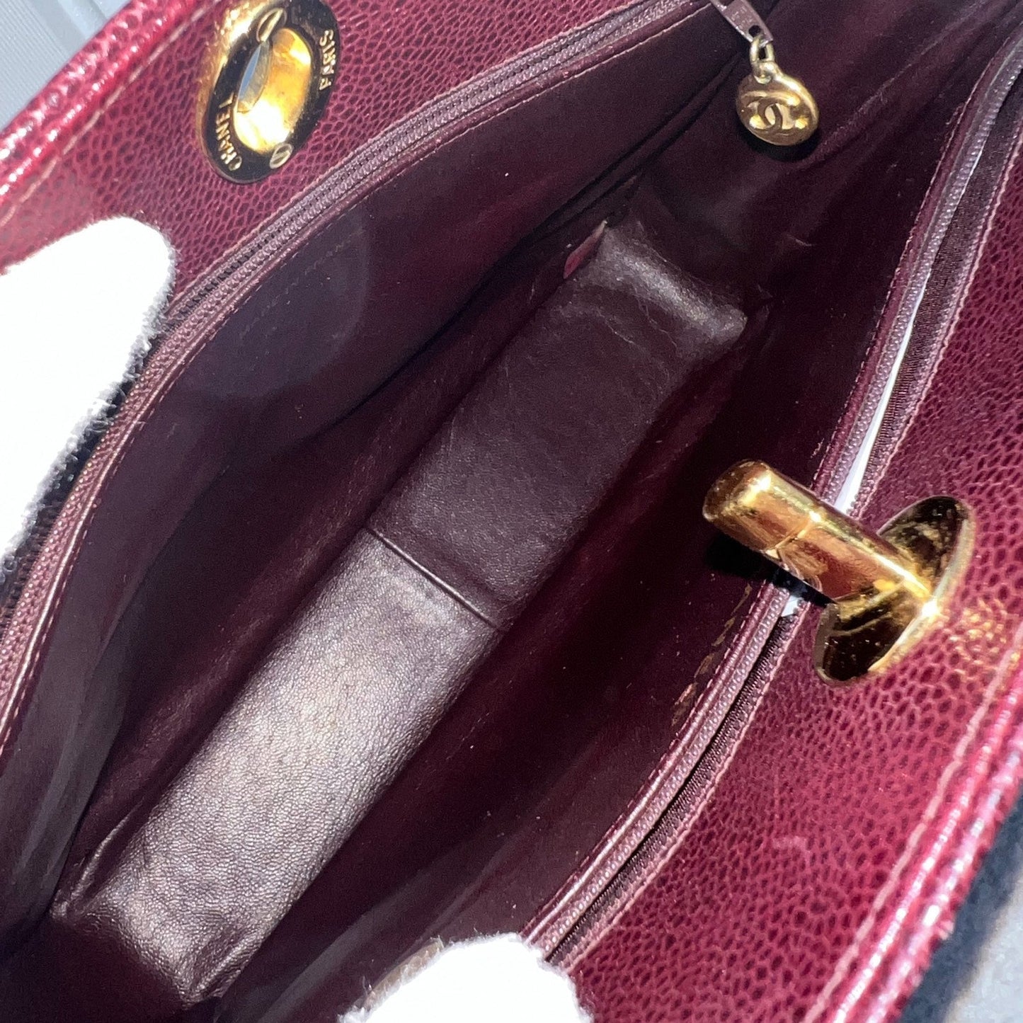 GLM- Shoulder Tote Bag in Dark Burgundy Red Caviar GHW