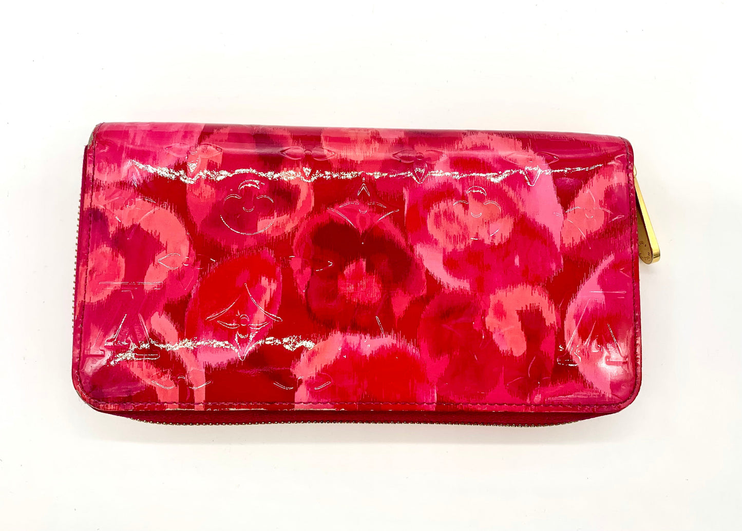 LOUIS VUITTON VERNIS MONOGRAM ZIPPY ROSE IKAT WALLET