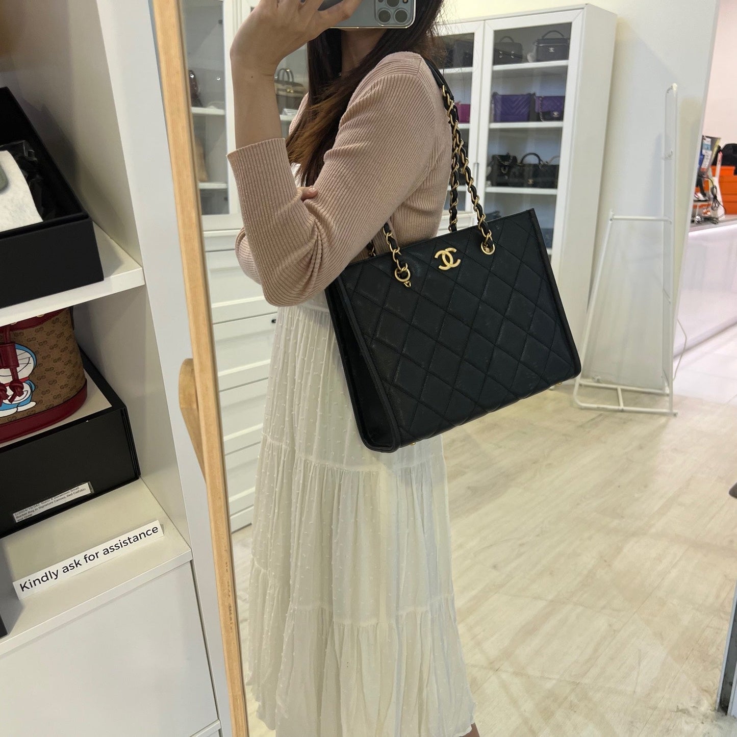 GLM-24A "2-in-1" Small Tote in Black Caviar and AGHW (Model: AS4940)