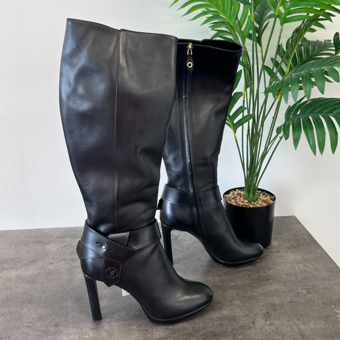 Women's Logo Knee High Boots Black Size EU 38 / UK 5