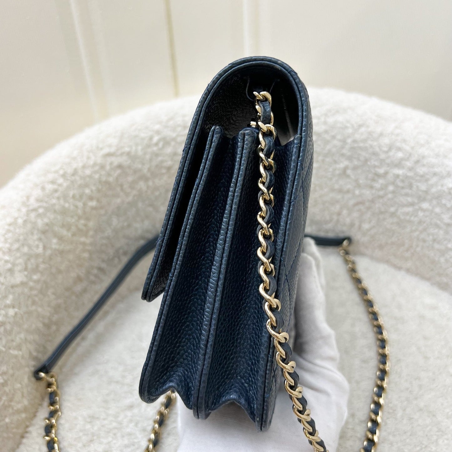 GLM-Square Wallet on Chain WOC in Metallic Blue Caviar and LGHW (Model: A84310)
