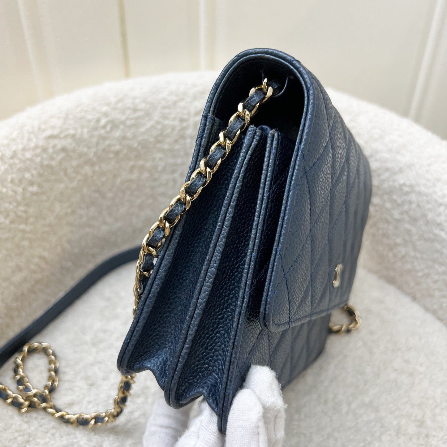 GLM-Square Wallet on Chain WOC in Metallic Blue Caviar and LGHW (Model: A84310)