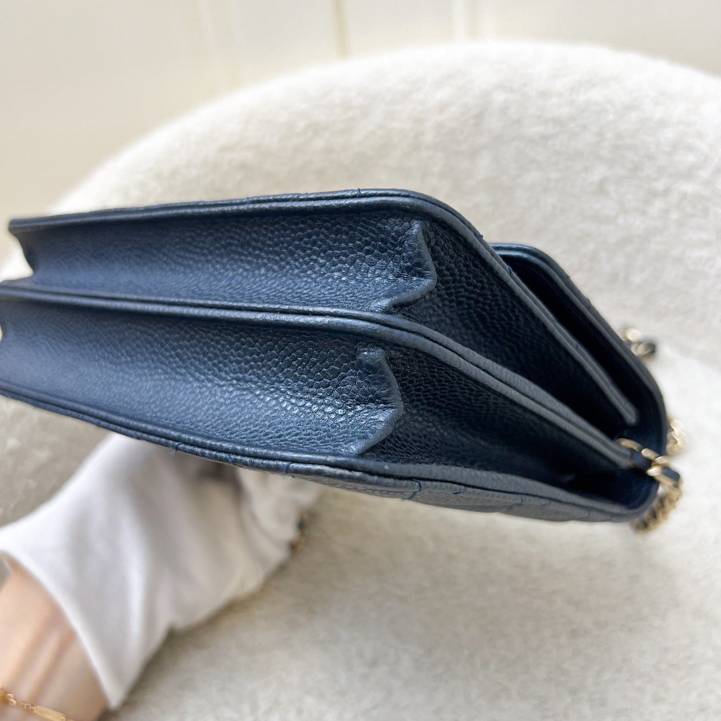 GLM-Square Wallet on Chain WOC in Metallic Blue Caviar and LGHW (Model: A84310)
