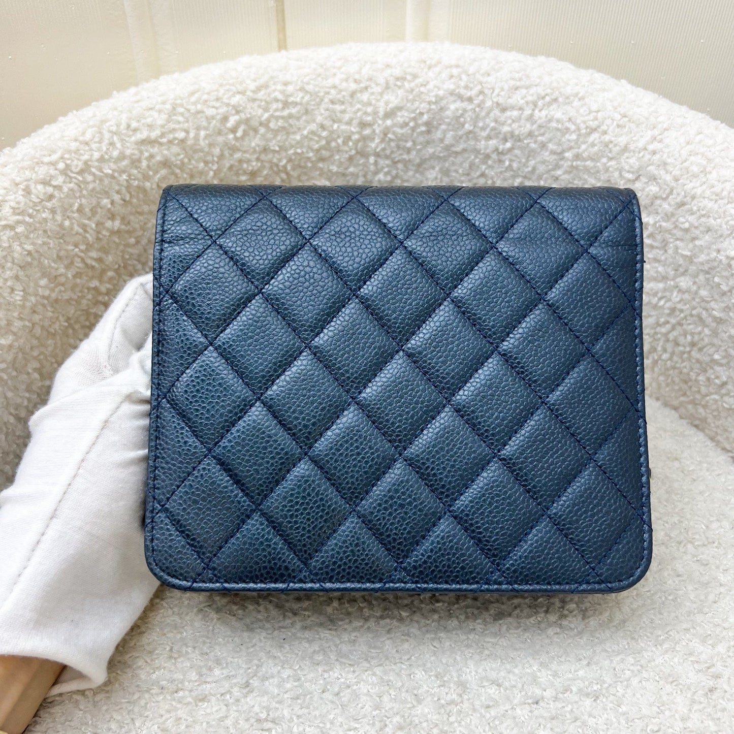 GLM-Square Wallet on Chain WOC in Metallic Blue Caviar and LGHW (Model: A84310)