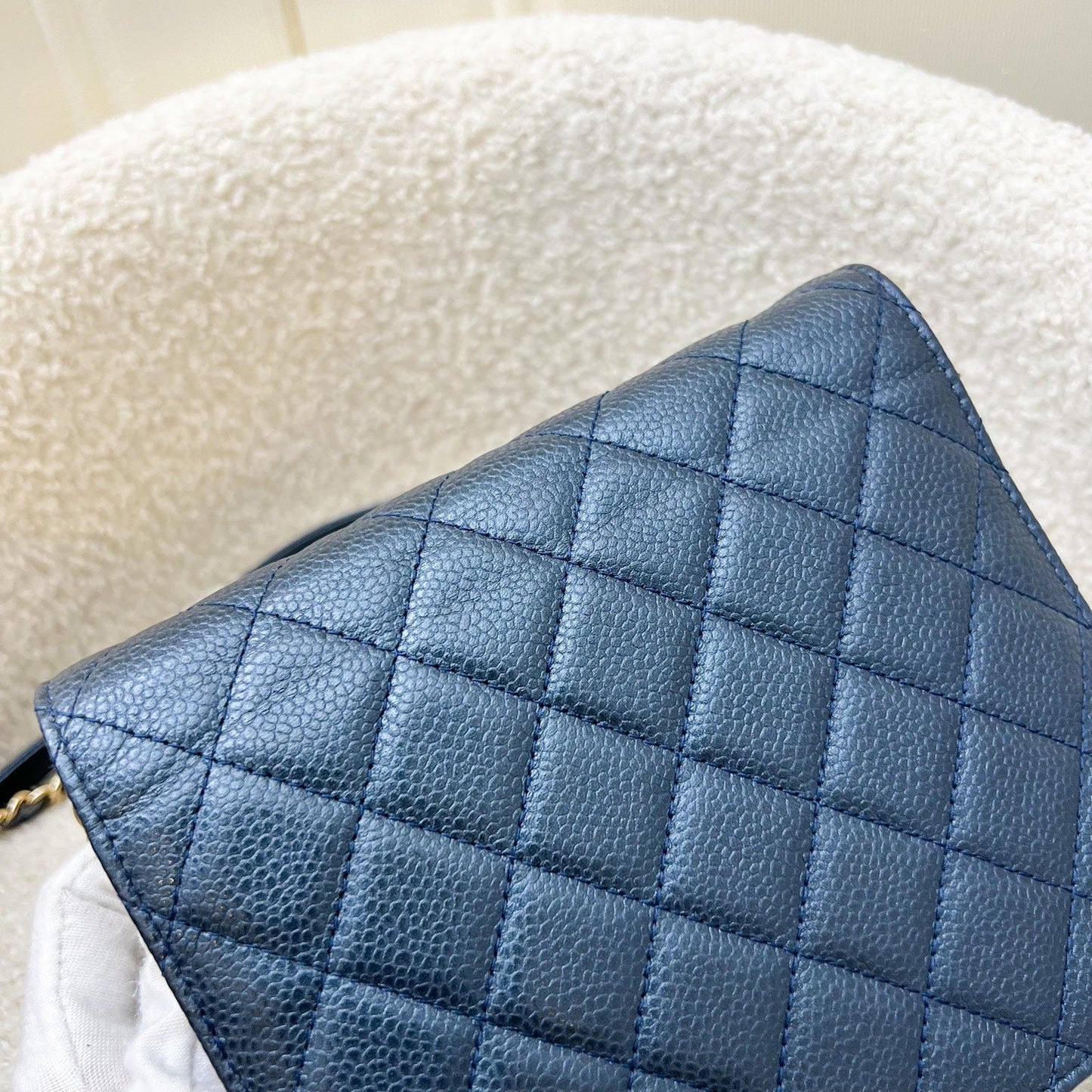 GLM-Square Wallet on Chain WOC in Metallic Blue Caviar and LGHW (Model: A84310)