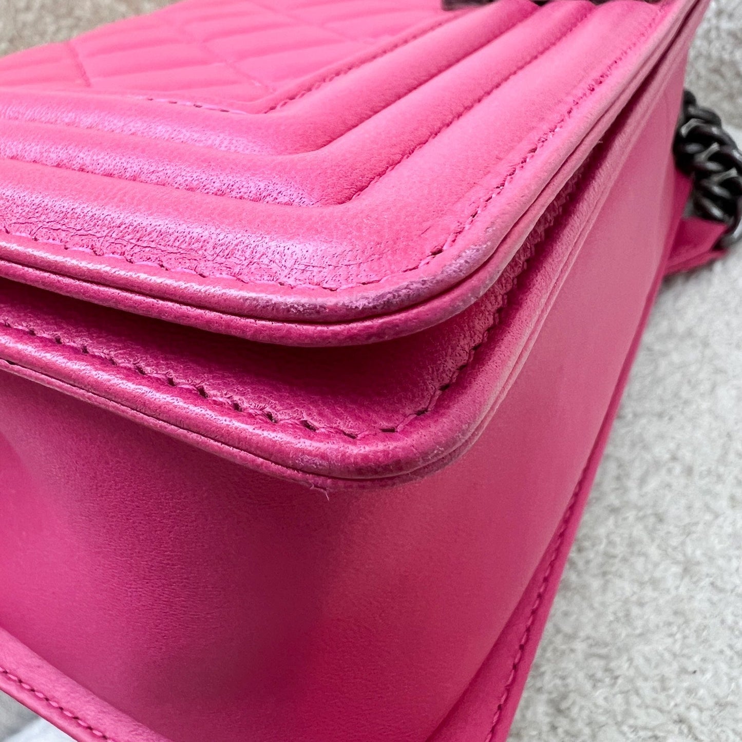 GLM-Medium 25cm Boy Flap in Hot Pink Lambskin and RHW