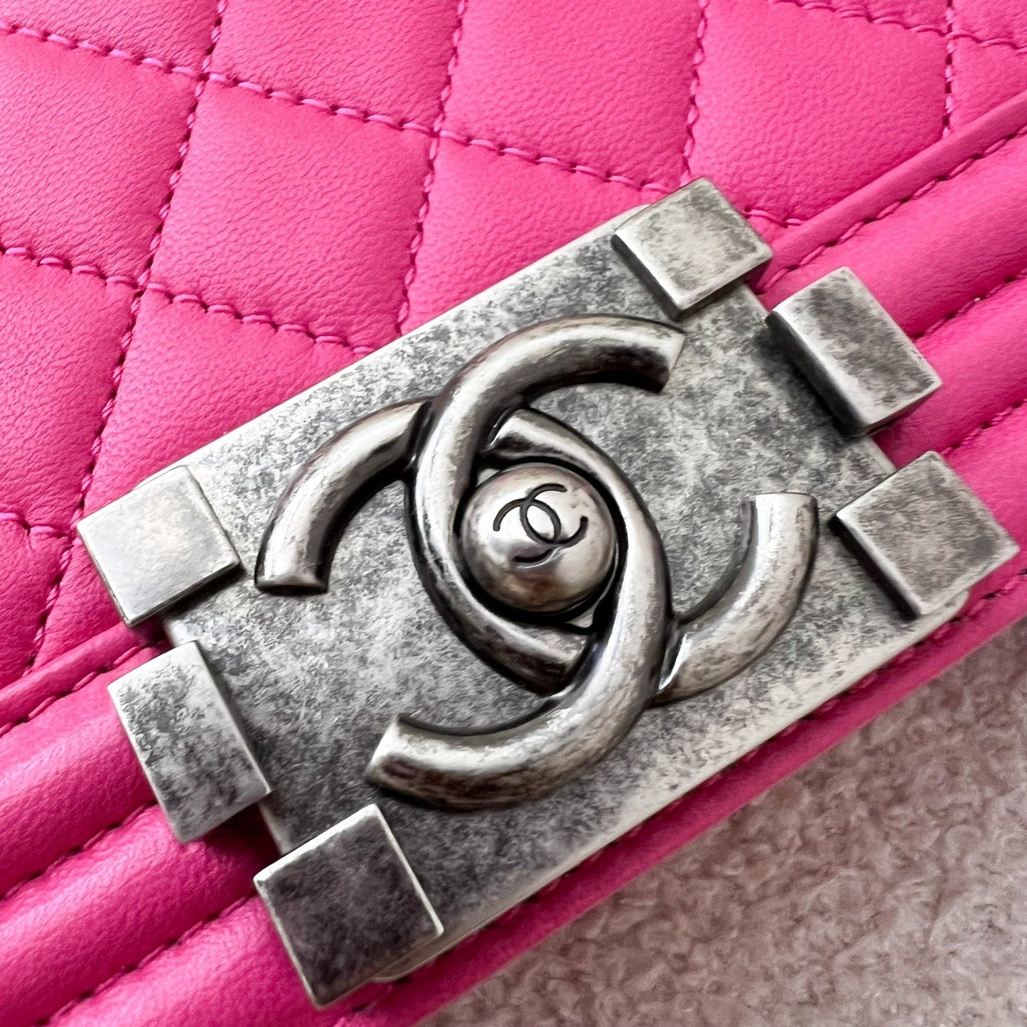 GLM-Medium 25cm Boy Flap in Hot Pink Lambskin and RHW