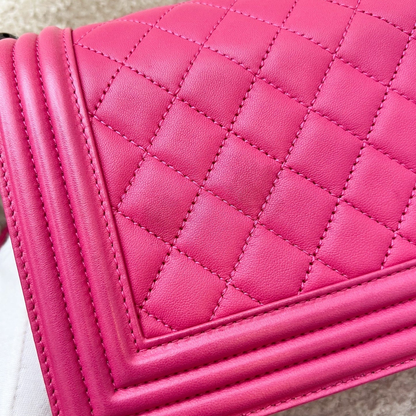 GLM-Medium 25cm Boy Flap in Hot Pink Lambskin and RHW
