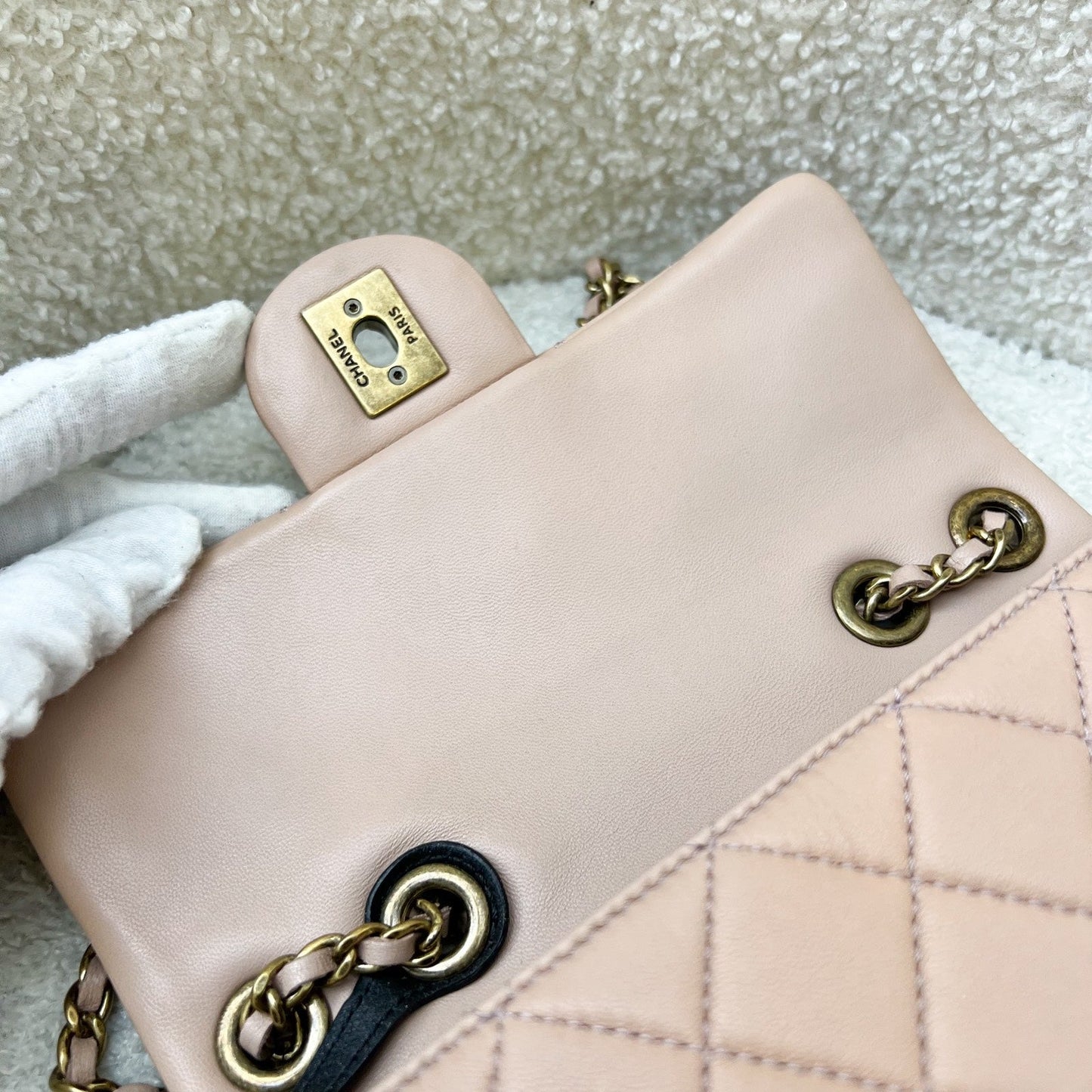 GLM-Seasonal Mini Rectangle Flap Bag in Nude Pink and AGHW