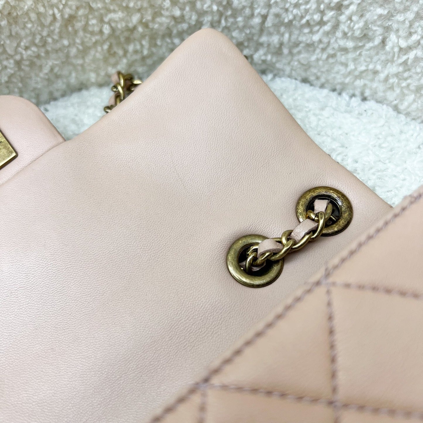 GLM-Seasonal Mini Rectangle Flap Bag in Nude Pink and AGHW