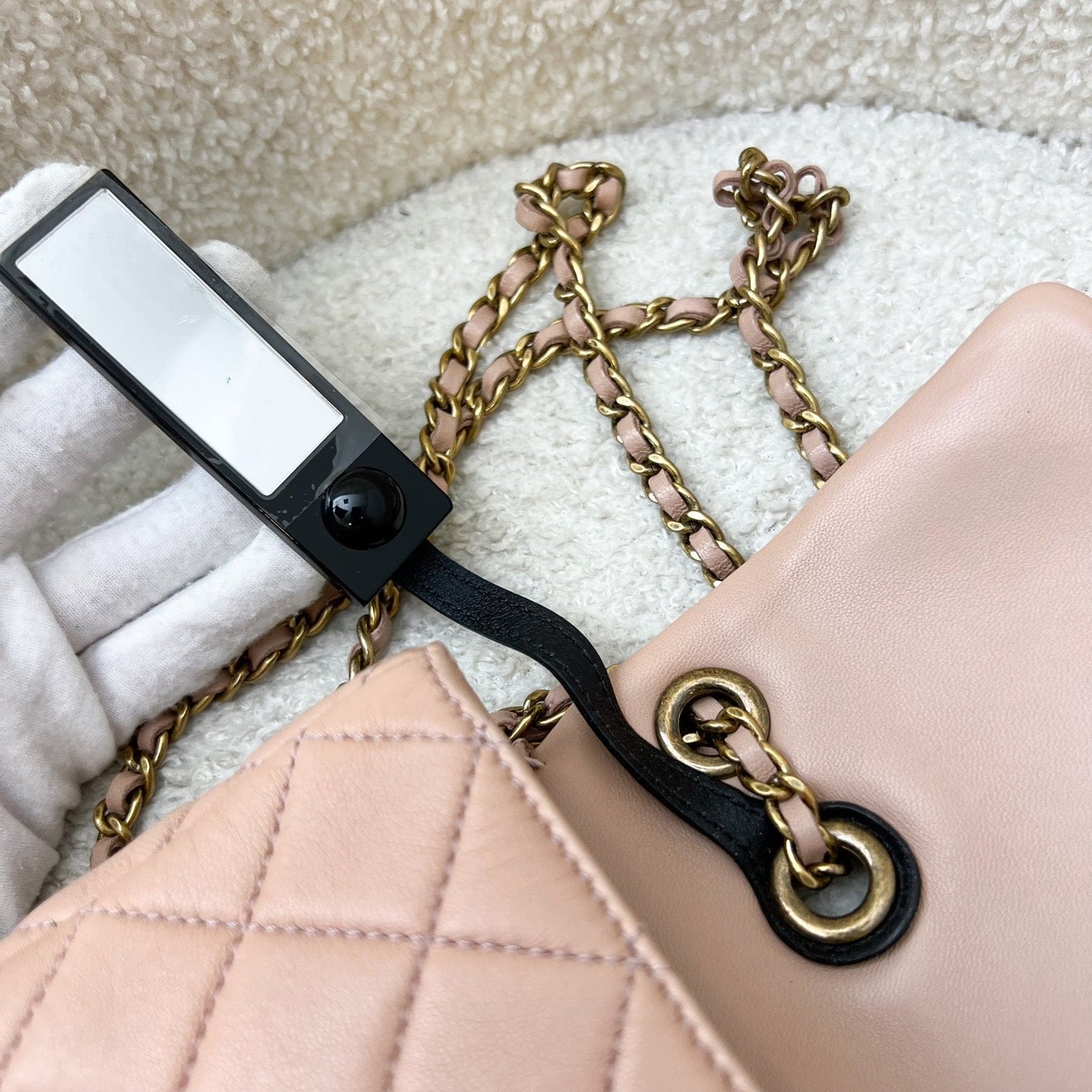 GLM-Seasonal Mini Rectangle Flap Bag in Nude Pink and AGHW