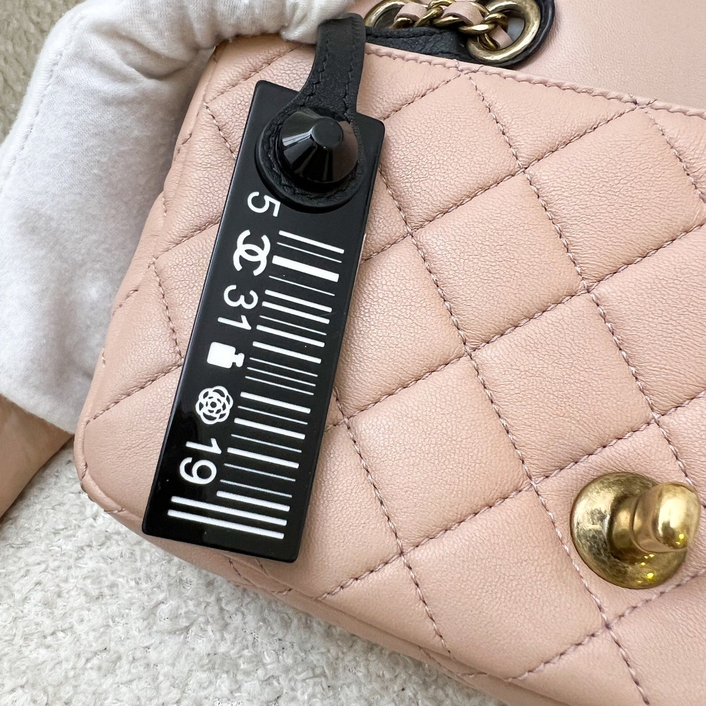 GLM-Seasonal Mini Rectangle Flap Bag in Nude Pink and AGHW