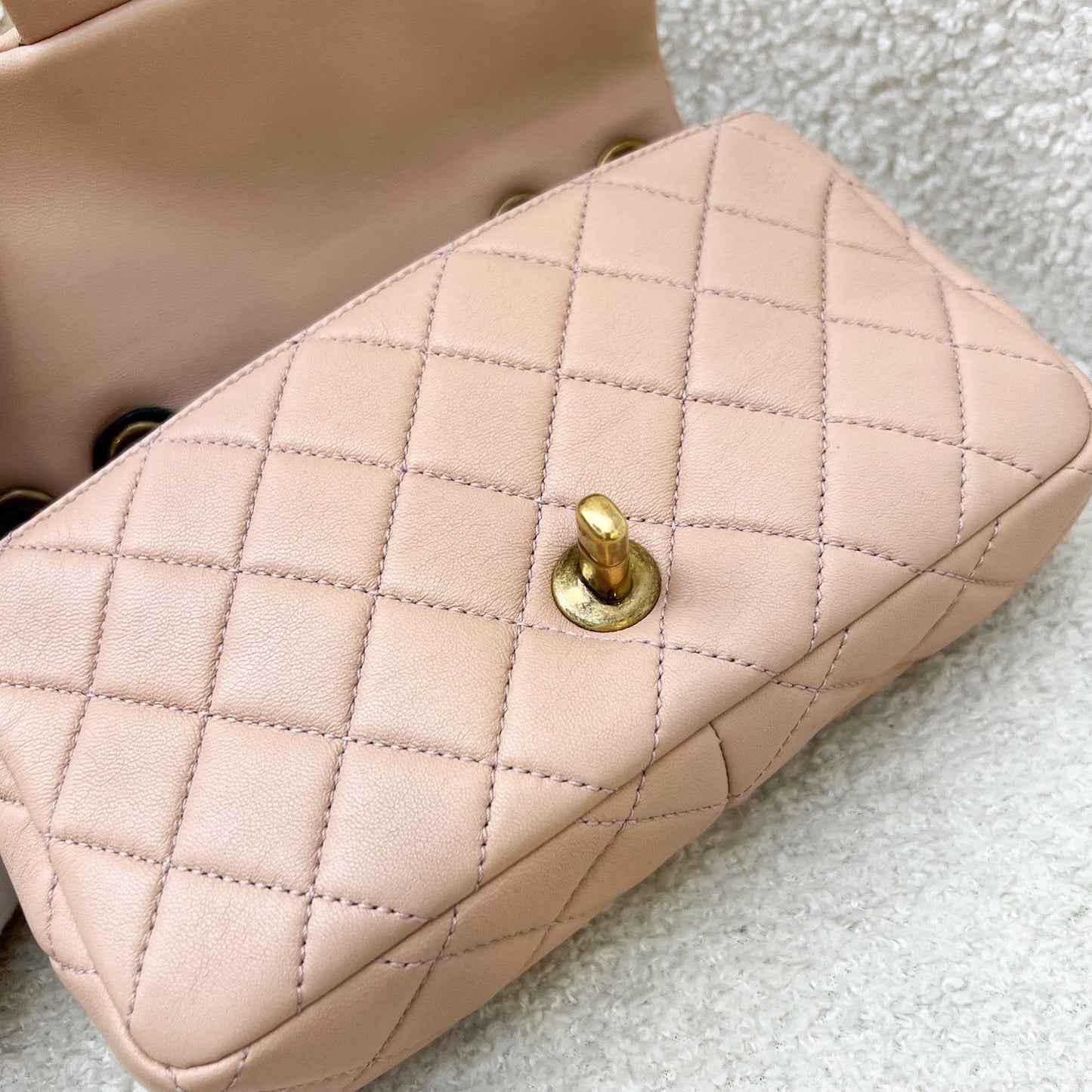 GLM-Seasonal Mini Rectangle Flap Bag in Nude Pink and AGHW
