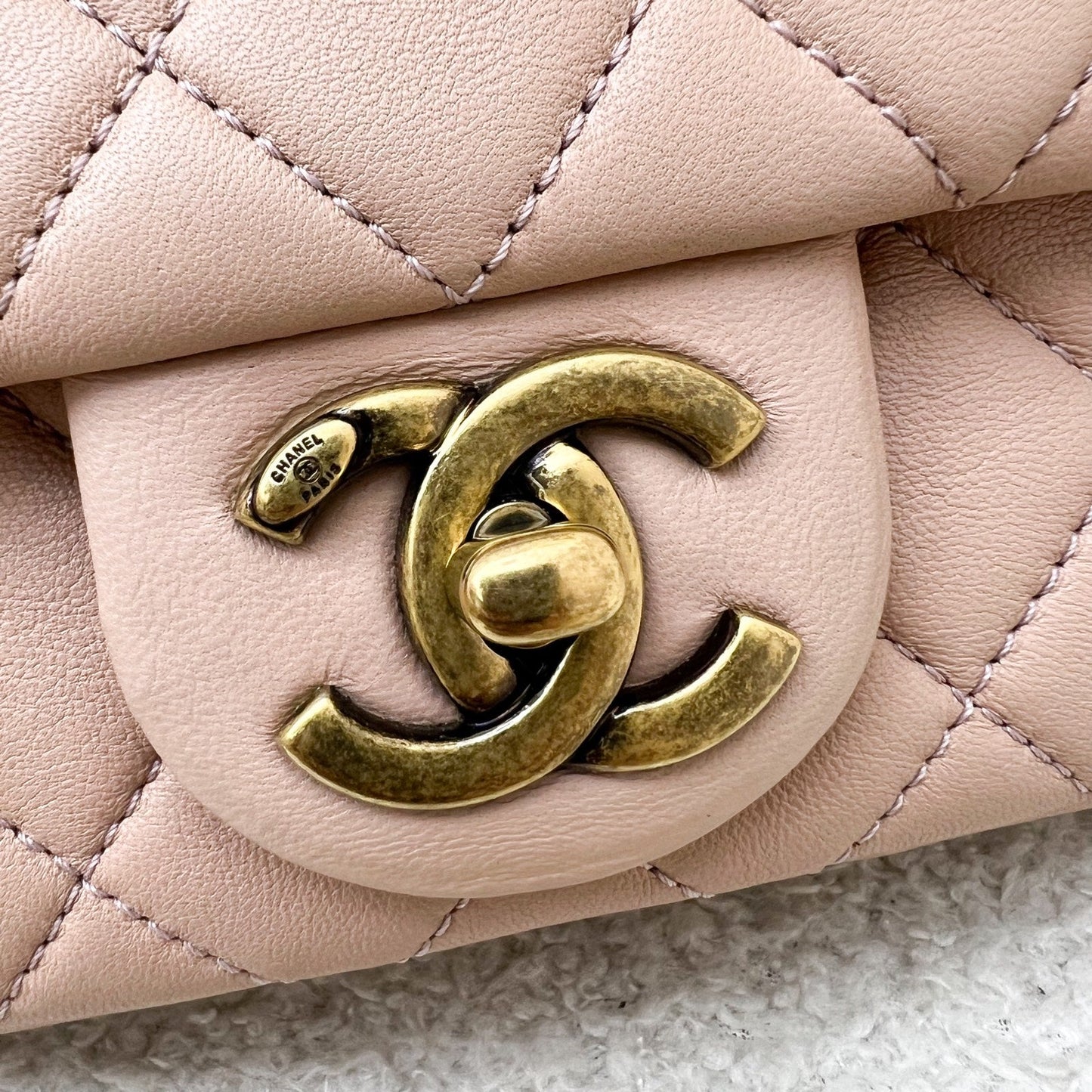 GLM-Seasonal Mini Rectangle Flap Bag in Nude Pink and AGHW