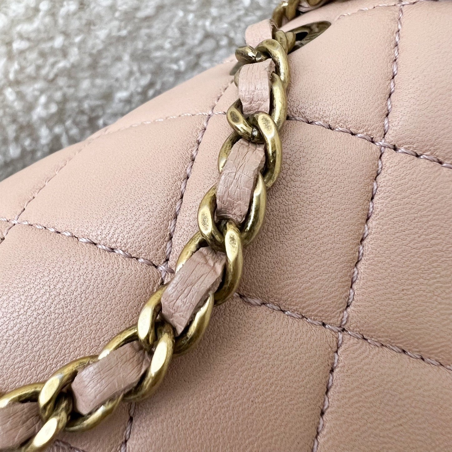 GLM-Seasonal Mini Rectangle Flap Bag in Nude Pink and AGHW