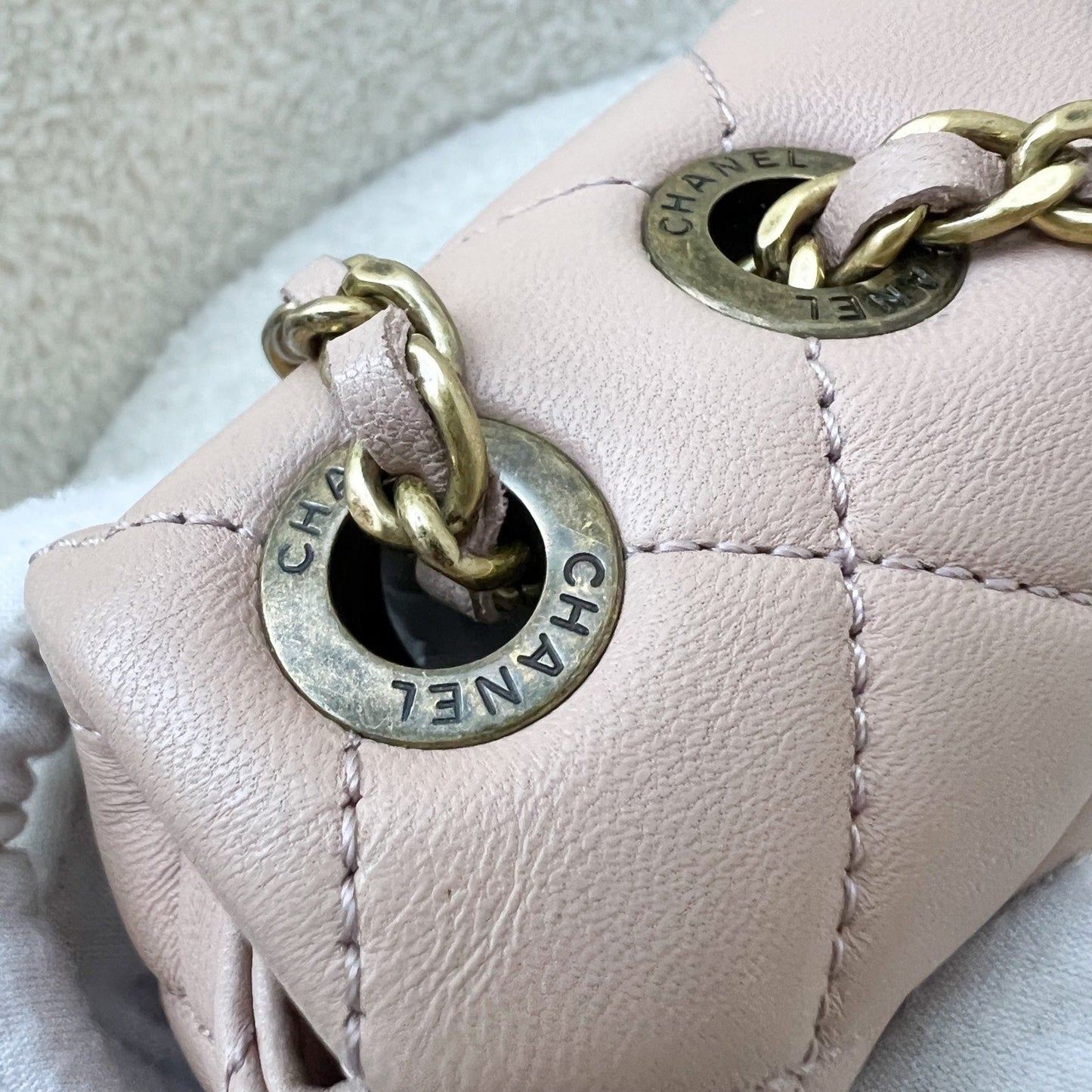 GLM-Seasonal Mini Rectangle Flap Bag in Nude Pink and AGHW