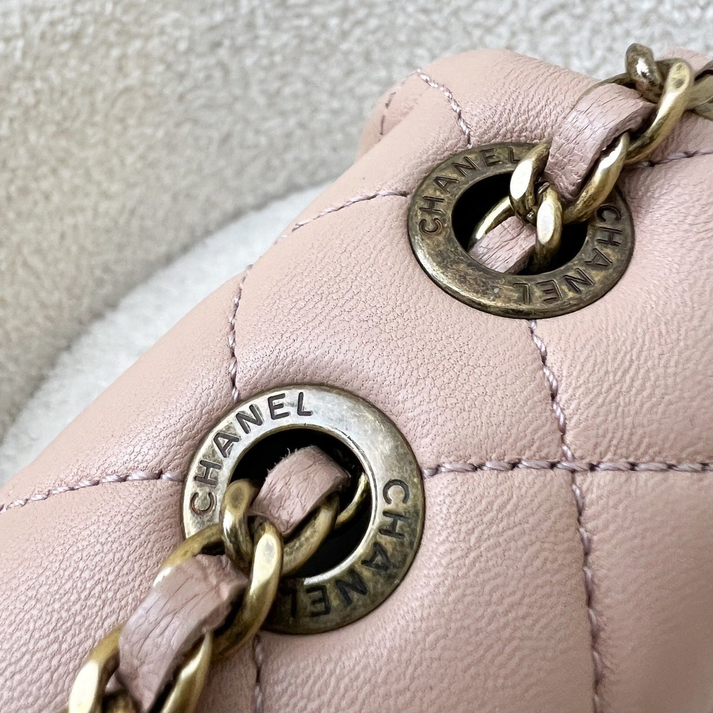 GLM-Seasonal Mini Rectangle Flap Bag in Nude Pink and AGHW