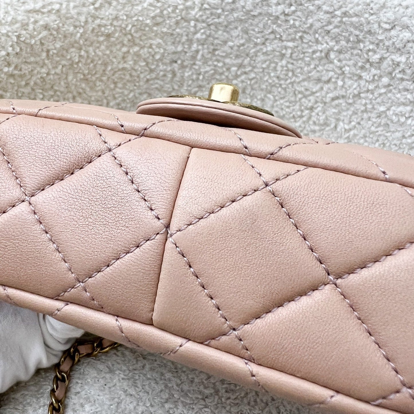 GLM-Seasonal Mini Rectangle Flap Bag in Nude Pink and AGHW