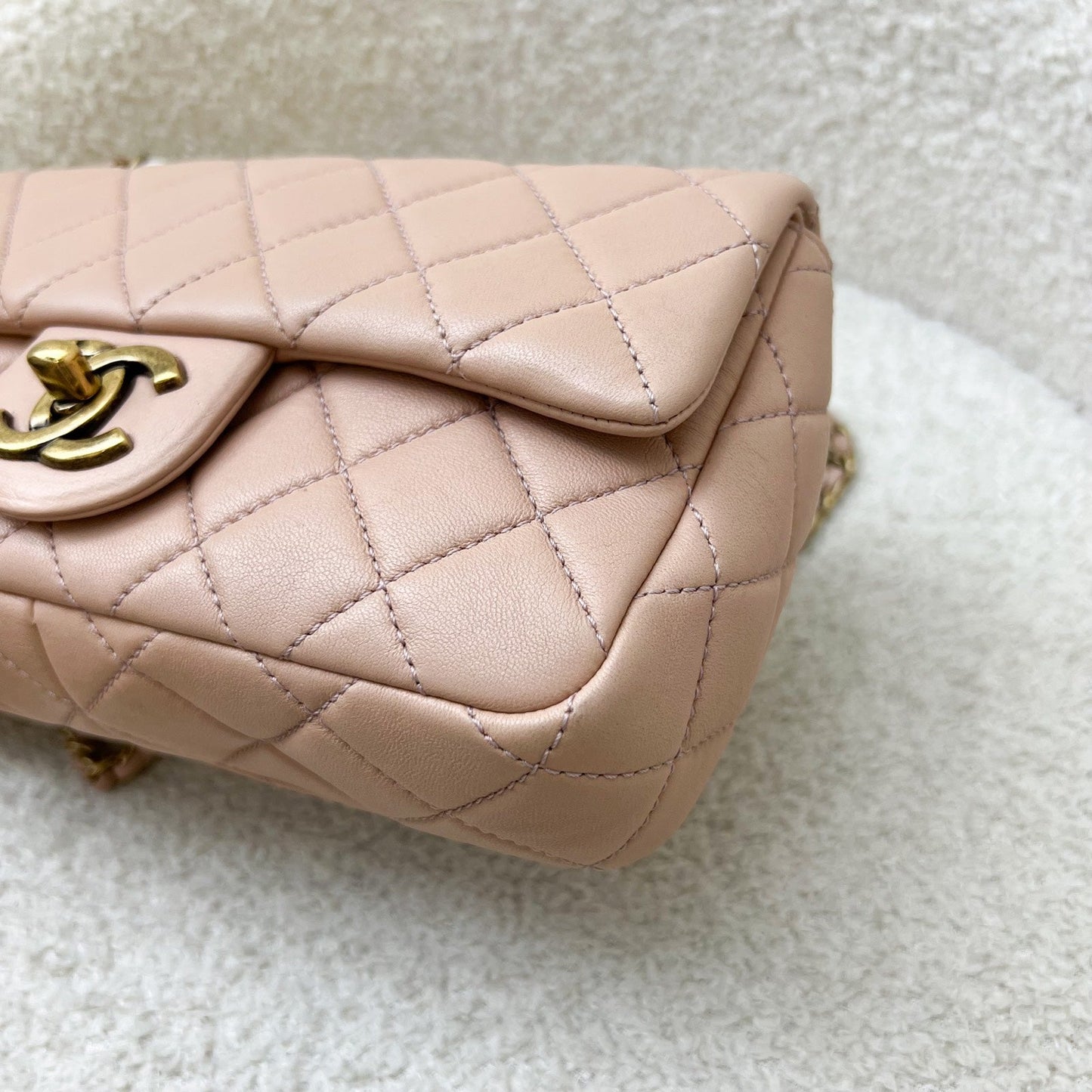 GLM-Seasonal Mini Rectangle Flap Bag in Nude Pink and AGHW