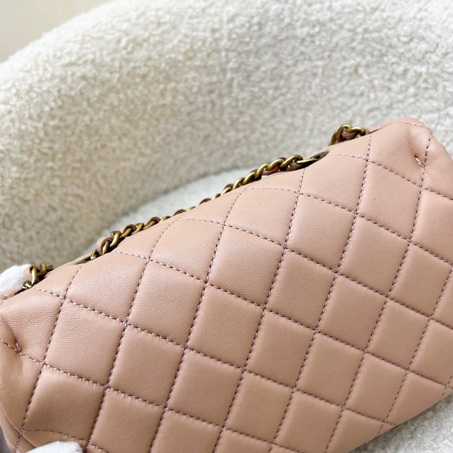 GLM-Seasonal Mini Rectangle Flap Bag in Nude Pink and AGHW