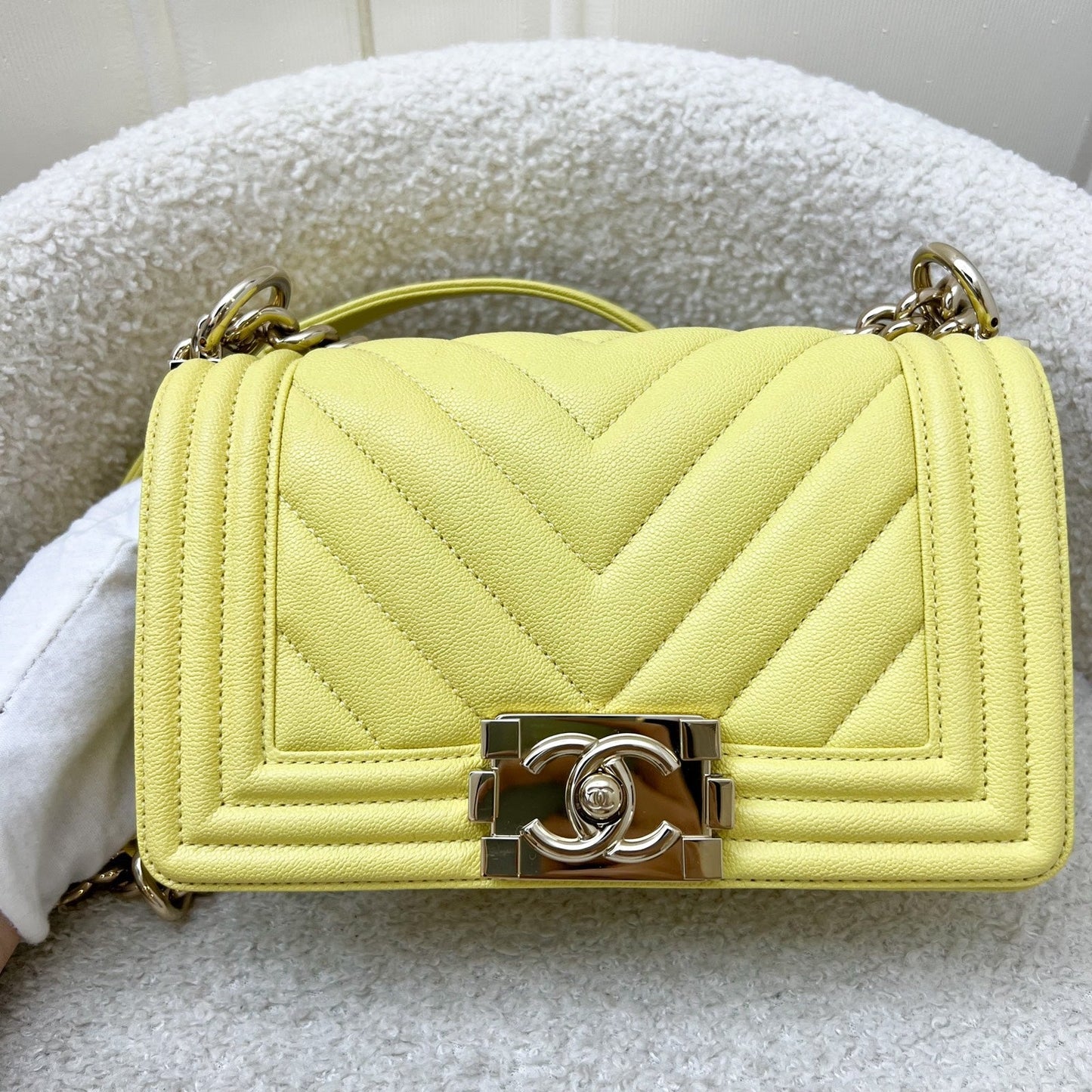 GLM-Small 20cm Boy Flap in Yellow Caviar and LGHW