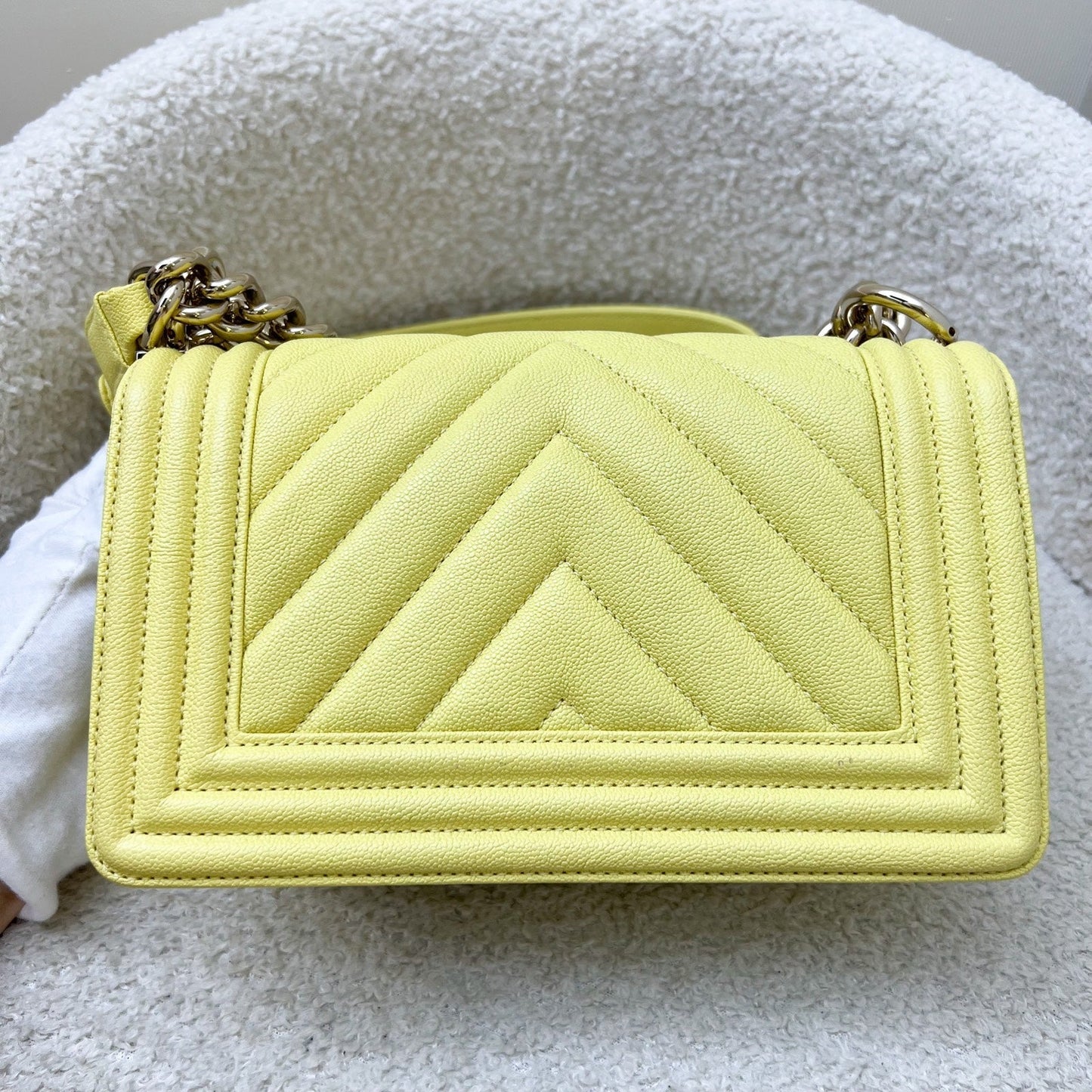 GLM-Small 20cm Boy Flap in Yellow Caviar and LGHW