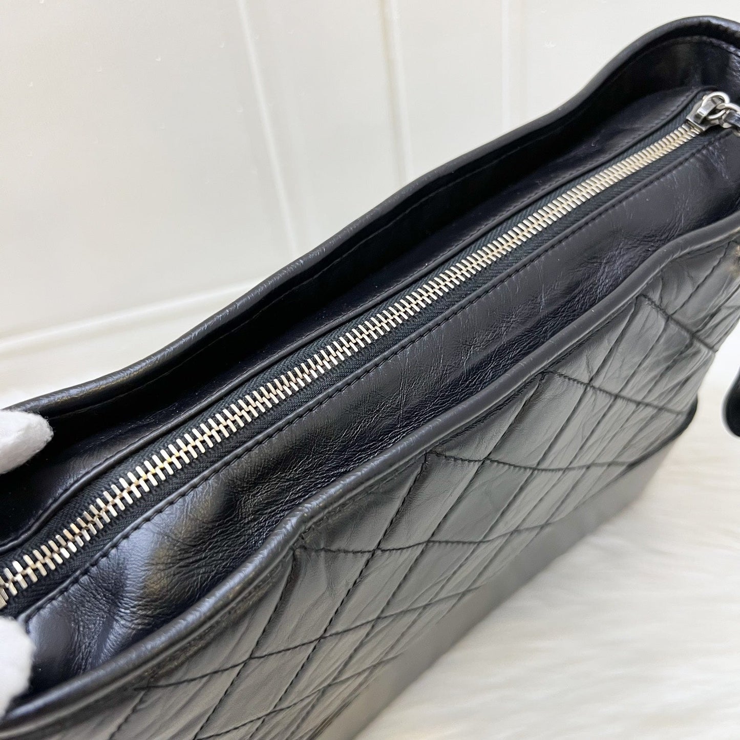 GLM-Medium (New Large) Gabrielle in Black Distressed Calfskin and 3 Tone HW