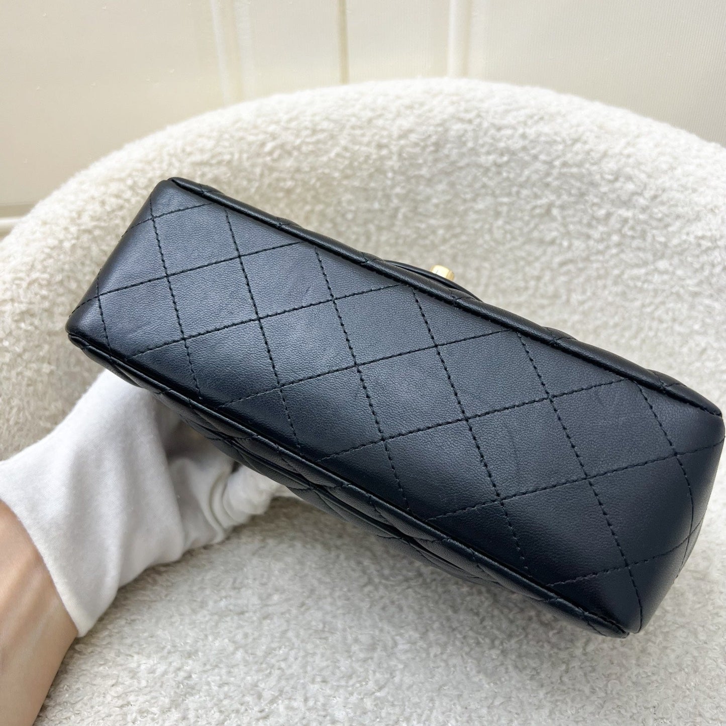 GLM-Classic Mini Rectangle Flap in Black Lambskin and LGHW (Model: A69900)