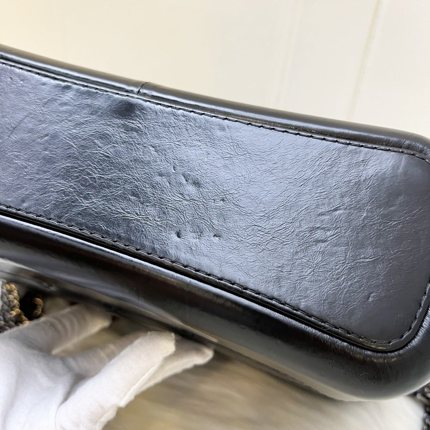 GLM-Medium (New Large) Gabrielle in Black Distressed Calfskin and 3 Tone HW
