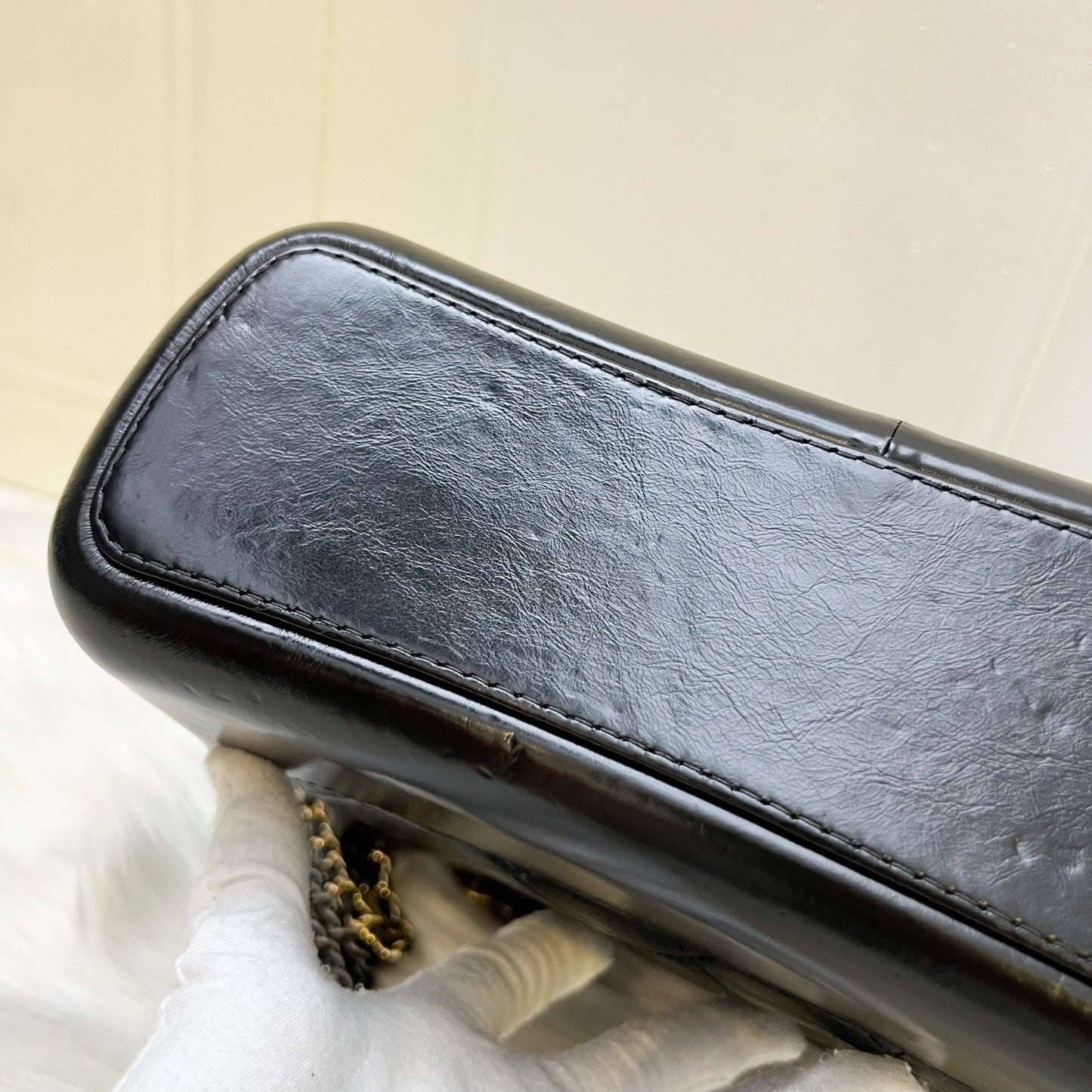 GLM-Medium (New Large) Gabrielle in Black Distressed Calfskin and 3 Tone HW