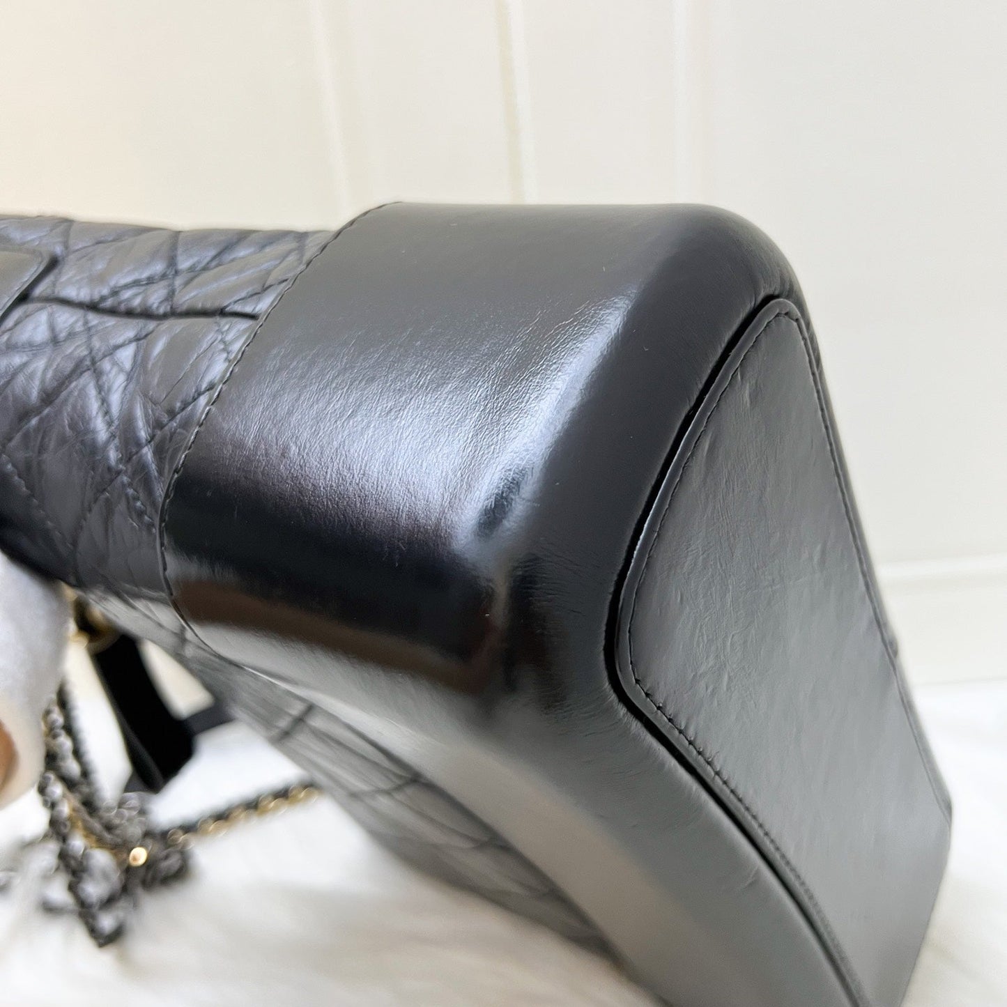 GLM-Medium (New Large) Gabrielle in Black Distressed Calfskin and 3 Tone HW