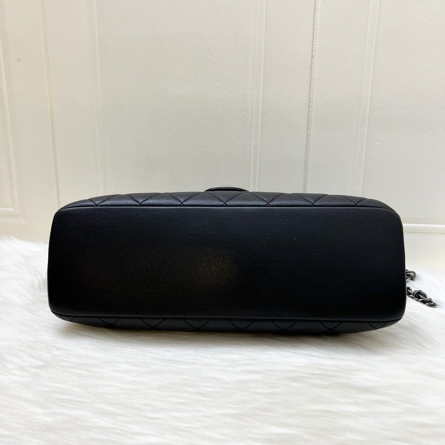 GLM-East West Quilted Flap Bag in Black Caviar and RHW
