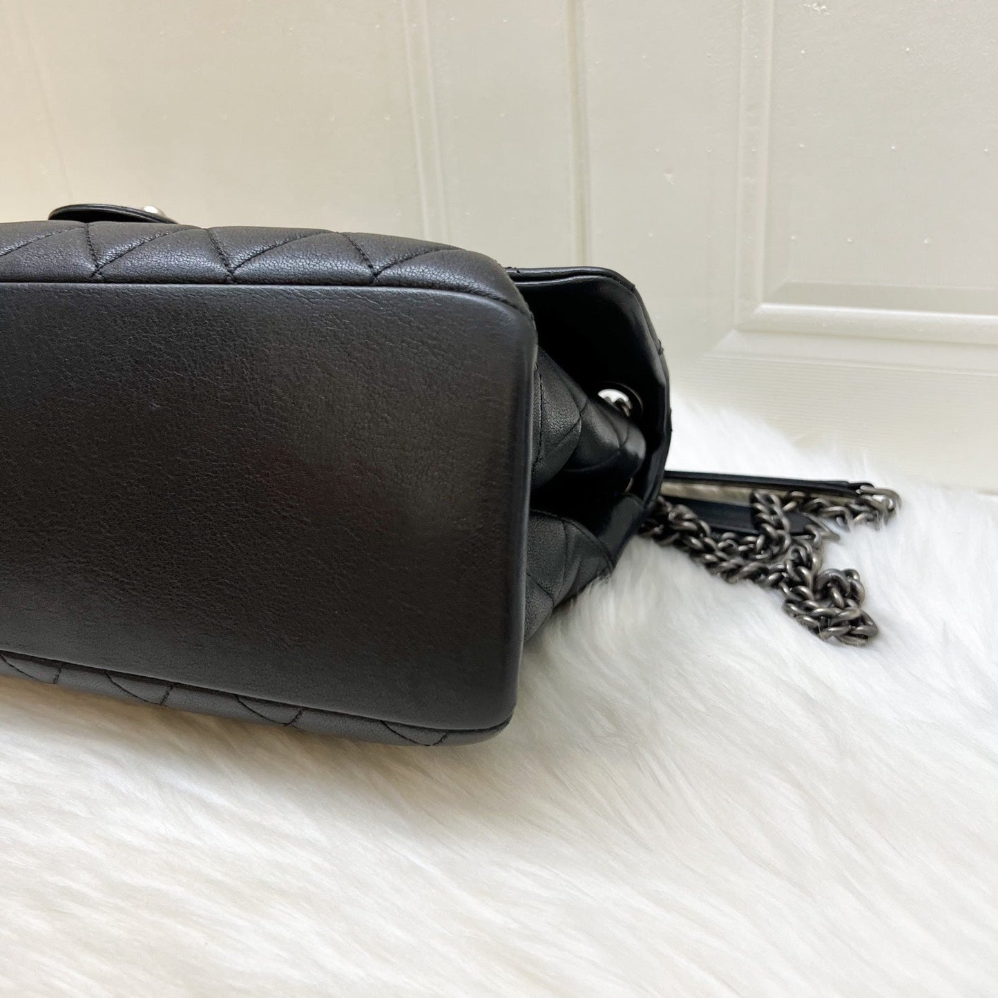 GLM-East West Quilted Flap Bag in Black Caviar and RHW