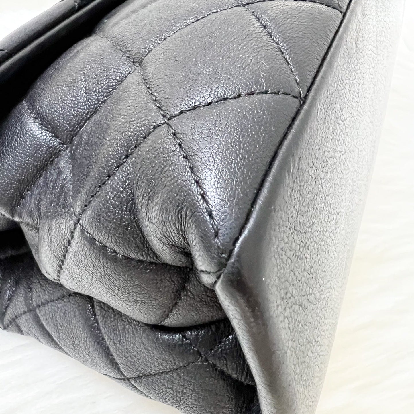 GLM-East West Quilted Flap Bag in Black Caviar and RHW