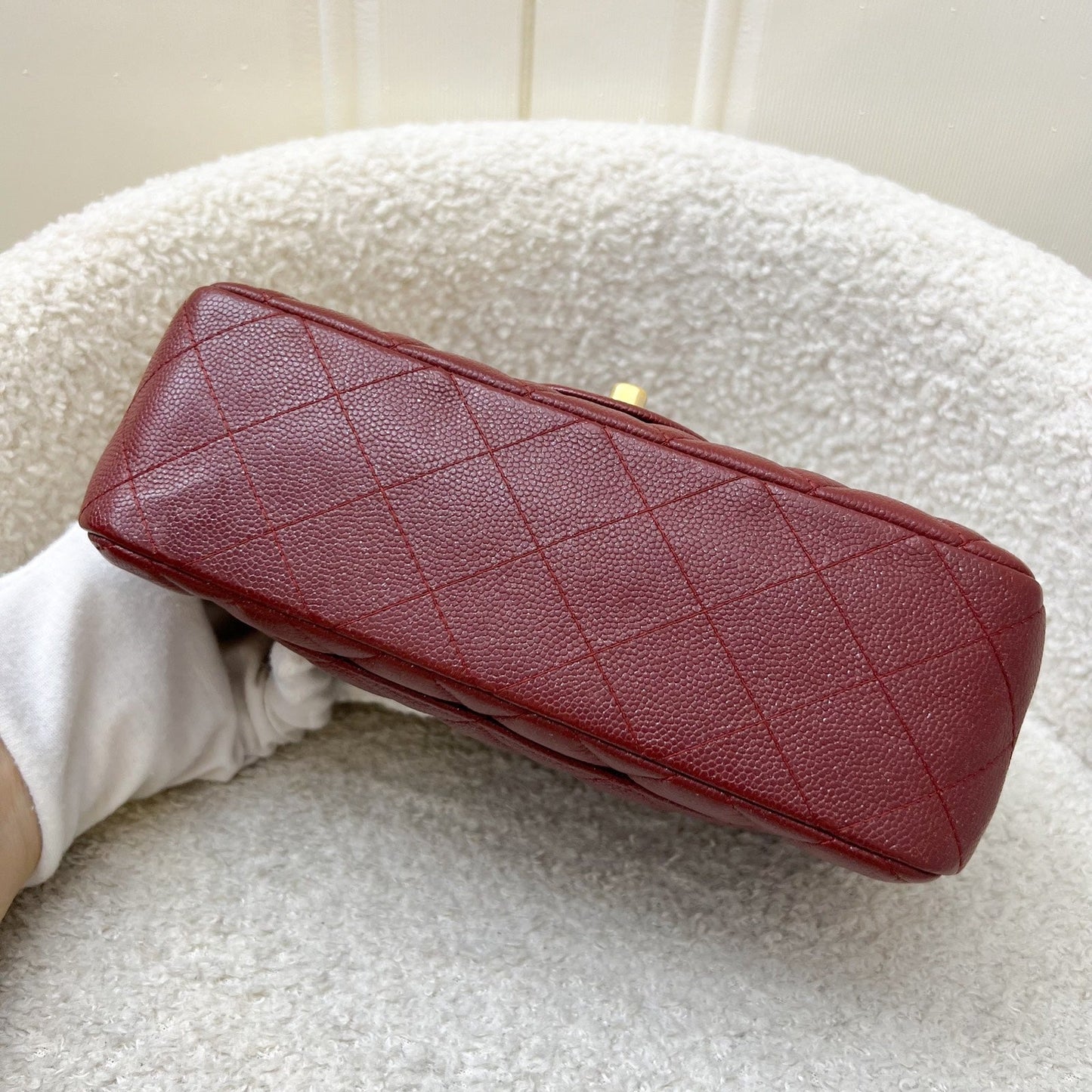 GLM-Classic Mini Rectangle Flap in 18C Iridescent Burgundy Caviar and AGHW
