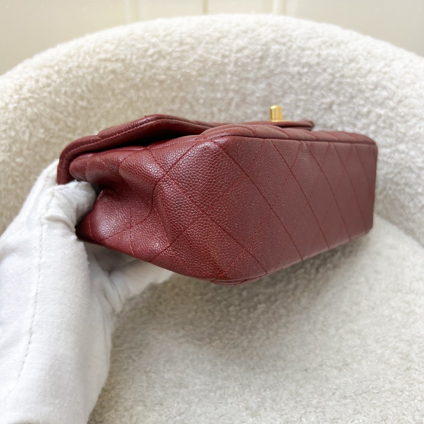 GLM-Classic Mini Rectangle Flap in 18C Iridescent Burgundy Caviar and AGHW