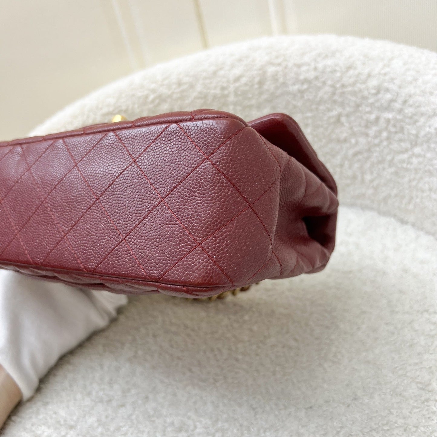 GLM-Classic Mini Rectangle Flap in 18C Iridescent Burgundy Caviar and AGHW