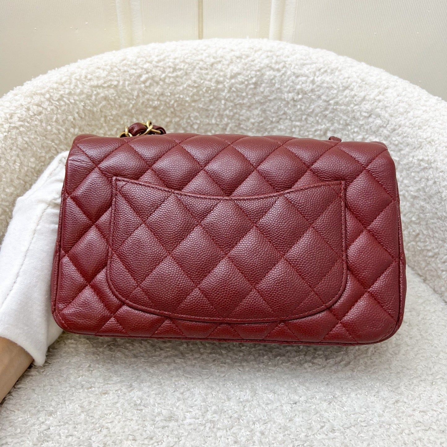 GLM-Classic Mini Rectangle Flap in 18C Iridescent Burgundy Caviar and AGHW
