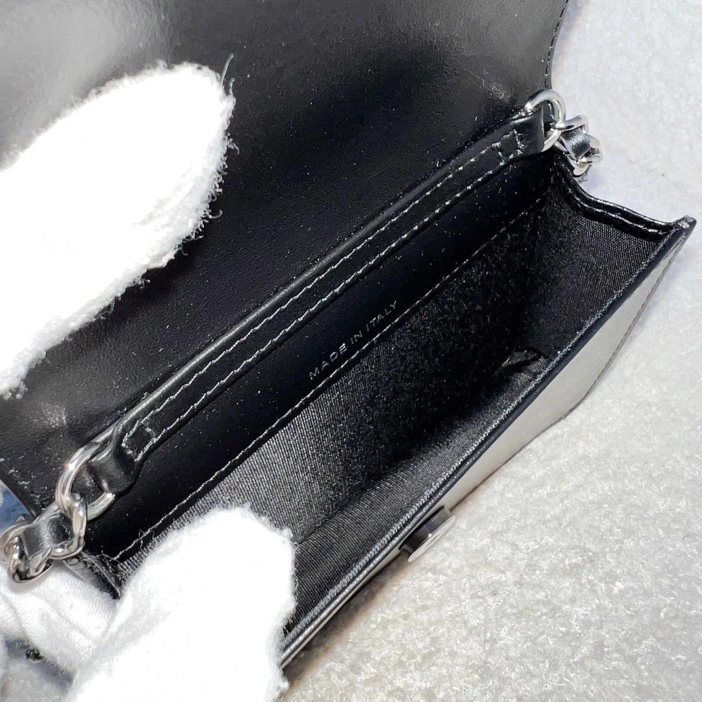 GLM-20K Camellia Micro Flap / Clutch on Chain Belt Bag in Black Caviar and SHW