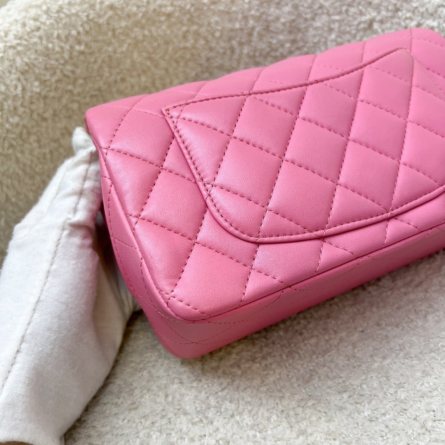 GLM-Classic Mini Rectangle Flap in 21P Pink / Yellow Lambskin and Rainbow HW