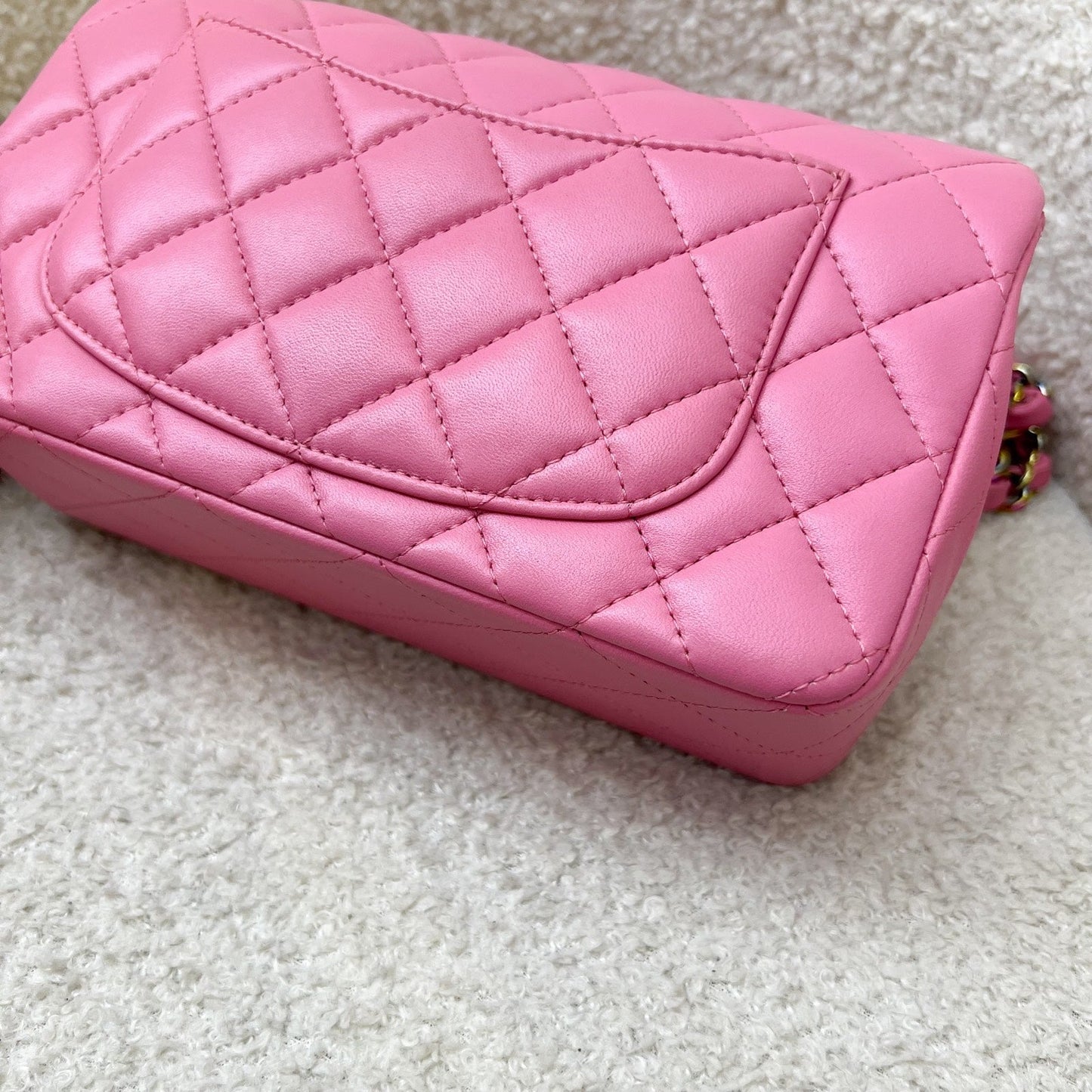 GLM-Classic Mini Rectangle Flap in 21P Pink / Yellow Lambskin and Rainbow HW