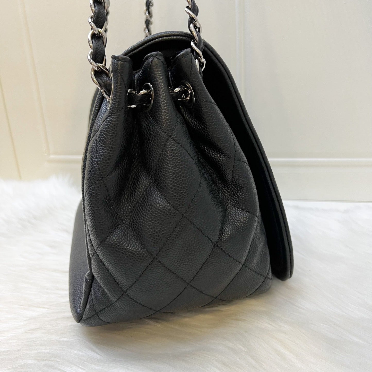 GLM-Maxi AGLM-ordion Shoulder Bag in Black Caviar and SHW