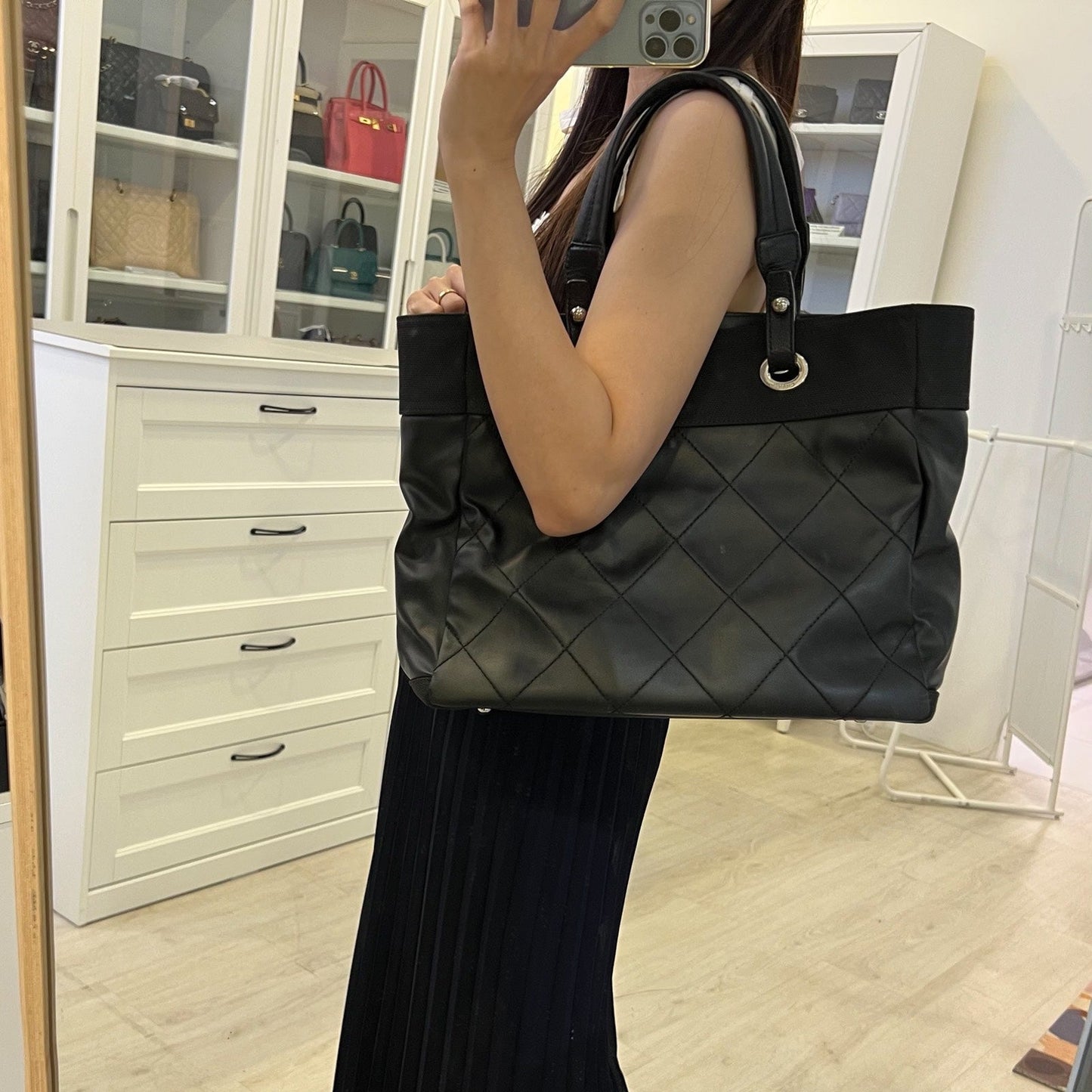 GLM-Paris Biarritz Large Tote in Black and SHW
