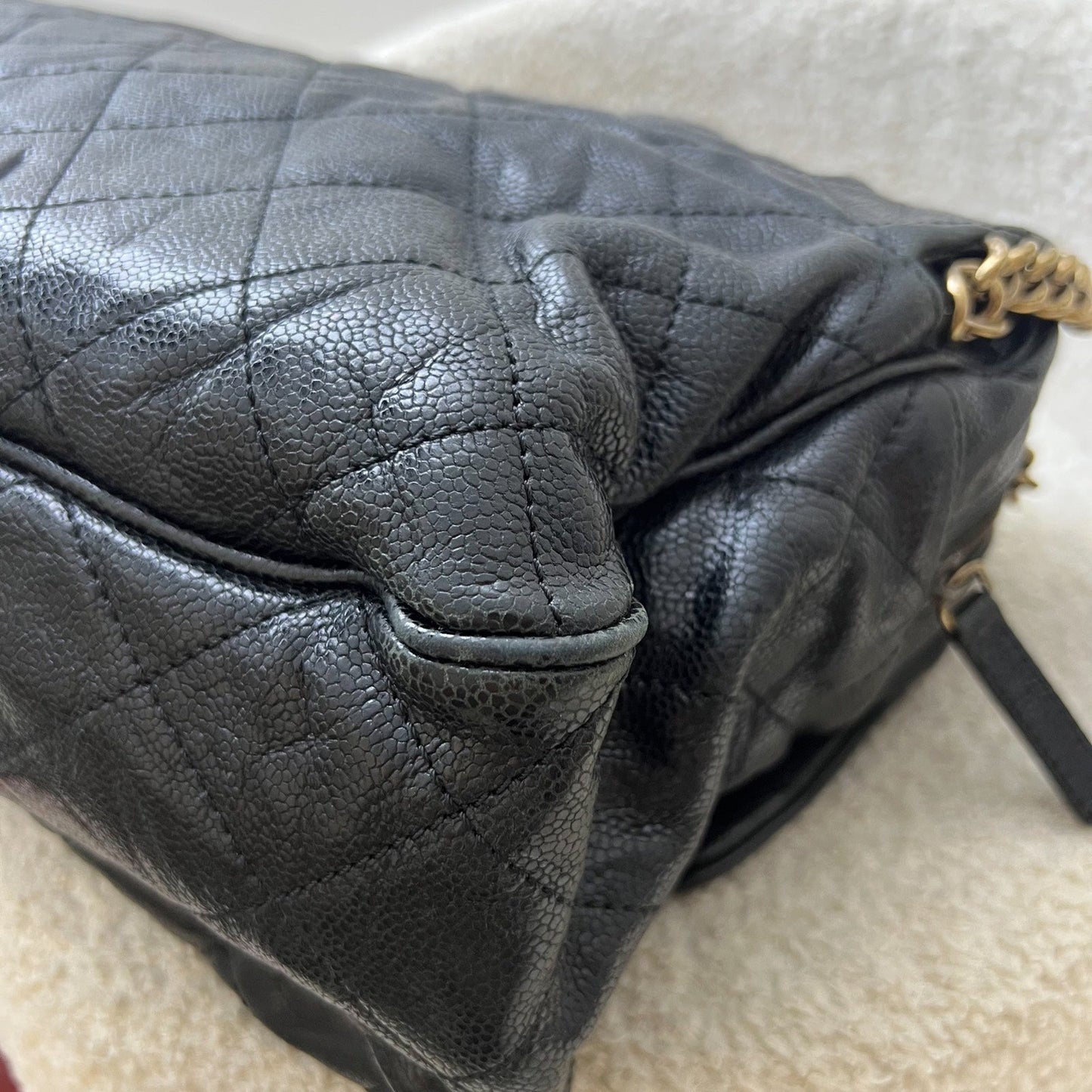 GLM-Shiva Flap Bag in Black Crumpled Caviar and AGHW (Model: A67148)