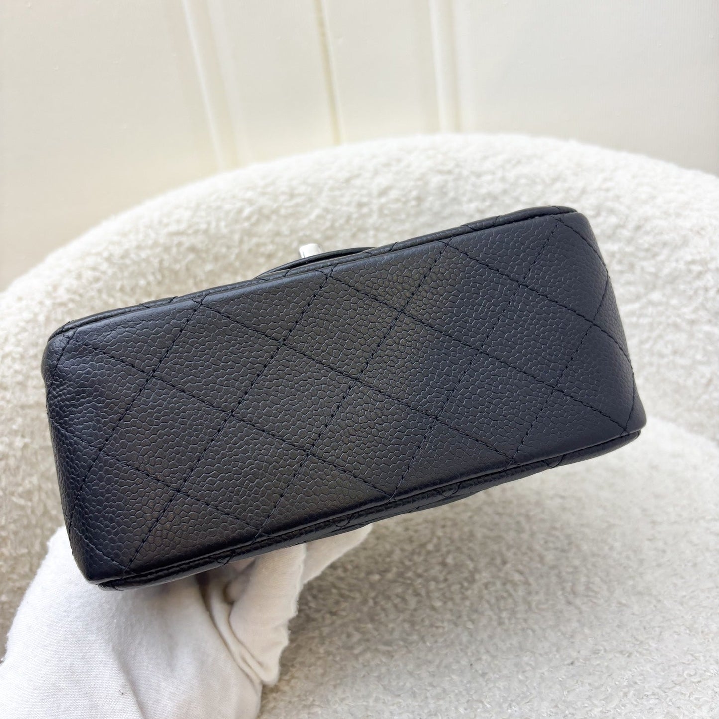 GLM-Classic Square Mini Flap in Black Caviar and SHW