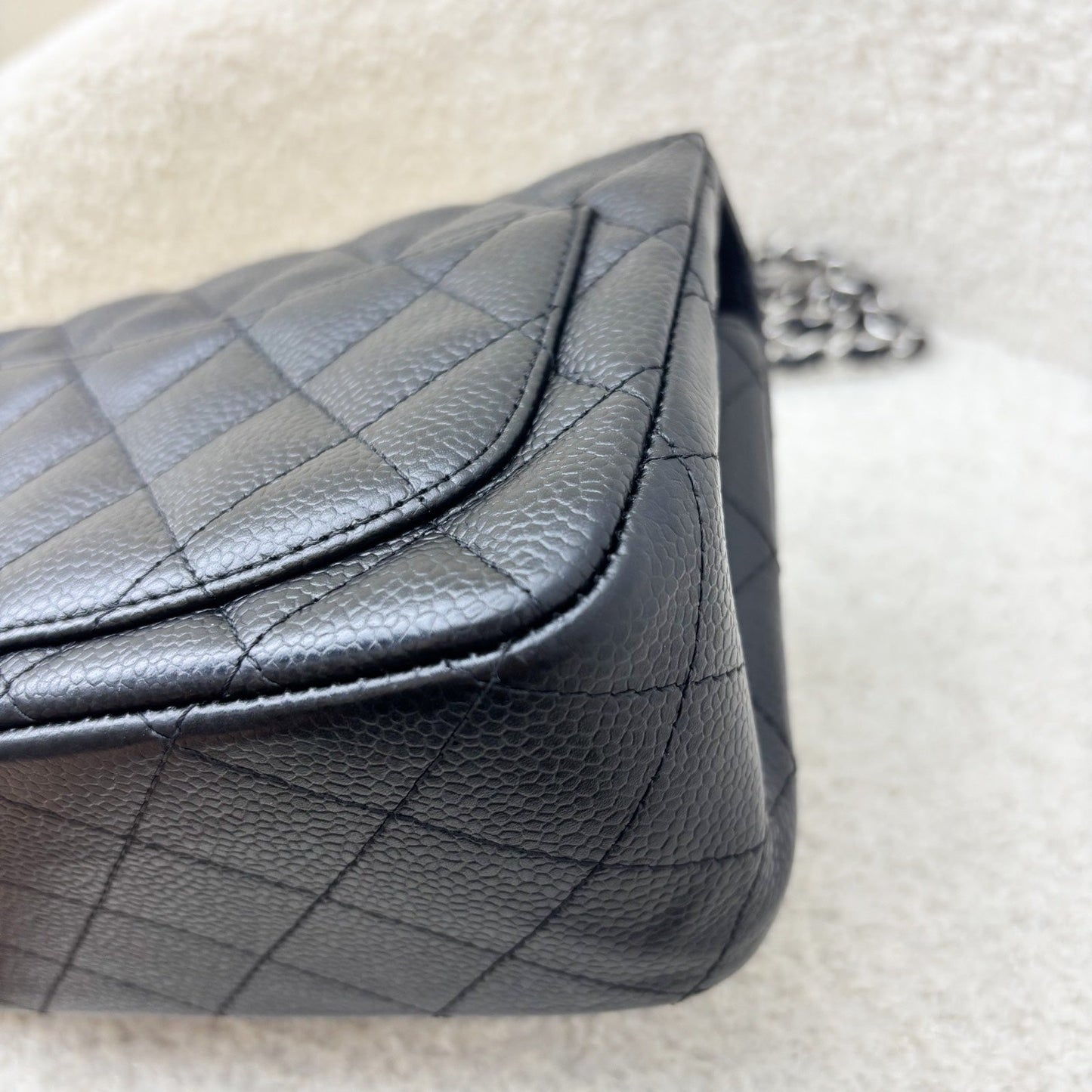 GLM-Classic Square Mini Flap in Black Caviar and SHW