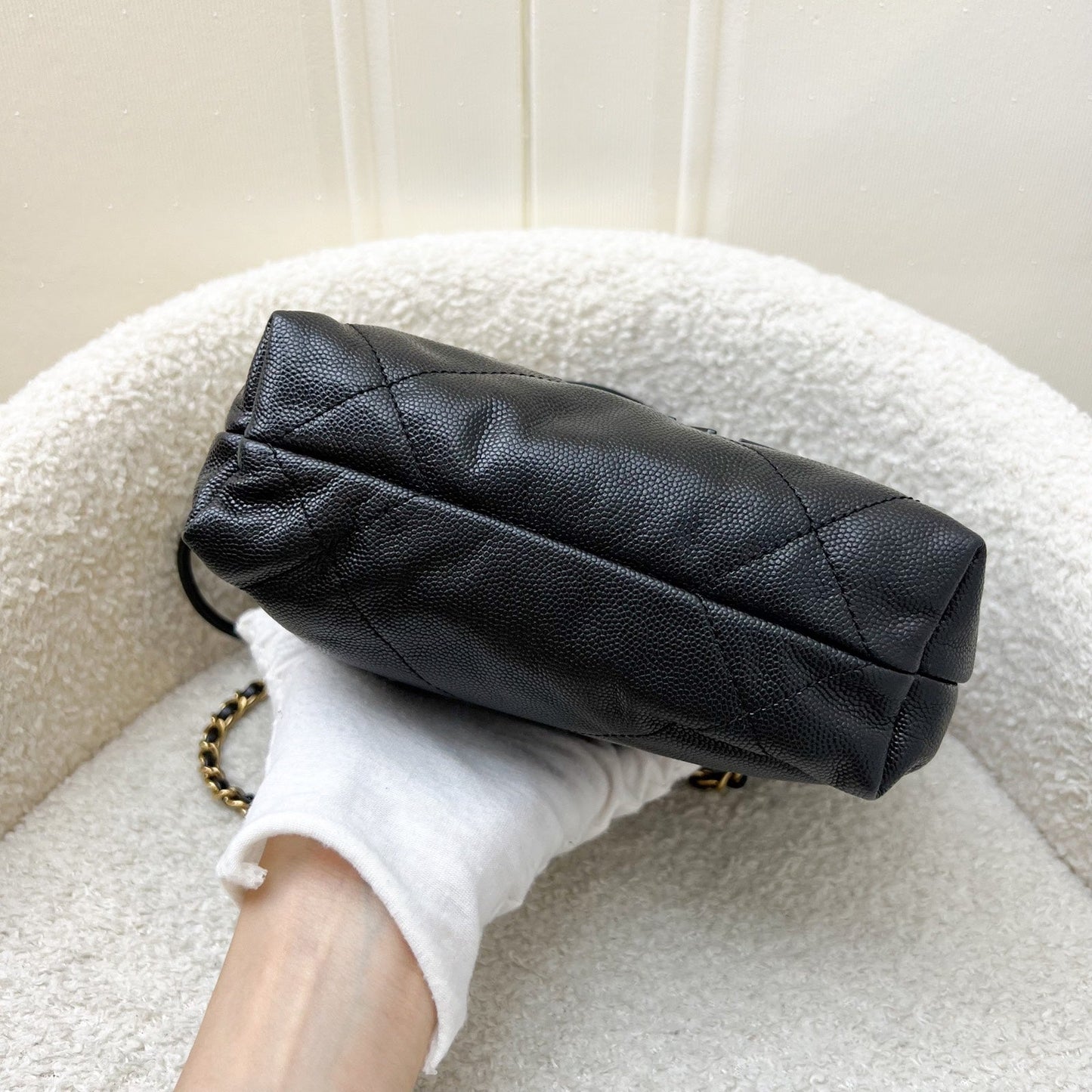 GLM-22 Mini Hobo Handbag in Black Shiny Caviar and AGHW
